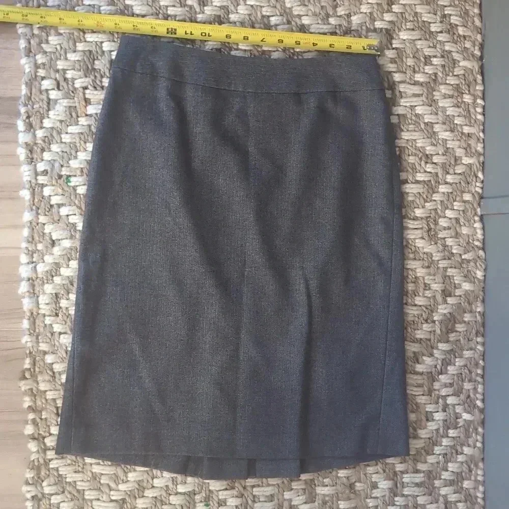 Ann Taylor Wool Cashmere Blend Dark Brown Herringbone Skirt